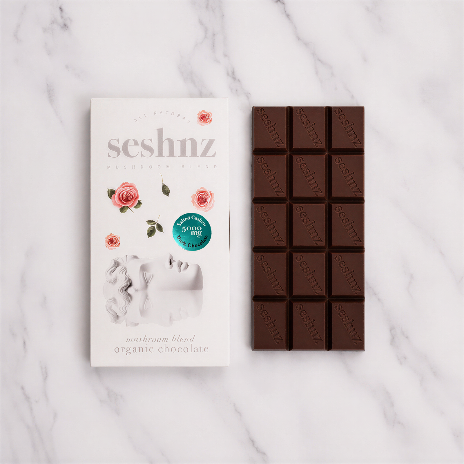 Mushroom Blend Chocolate - Dark Chocolate Salted Cashew Mushroom Blend Chocolate - Dark Chocolate Salted Cashew